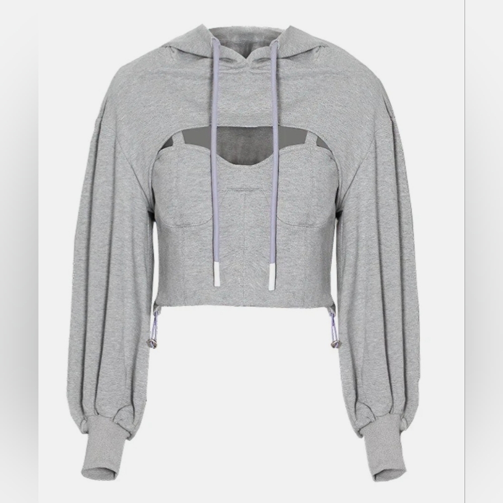 Hollow Out Hooded Female 100% Cotton Sweater